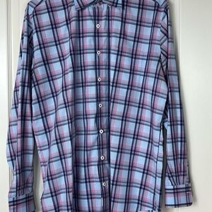 Peter Millar Blue and Pink Casual Button Down Shirt